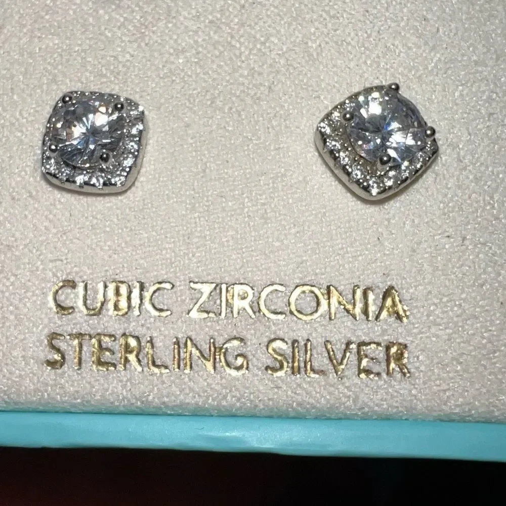 Gorgeous sterling silver and cubic zirconia Halo Earrings